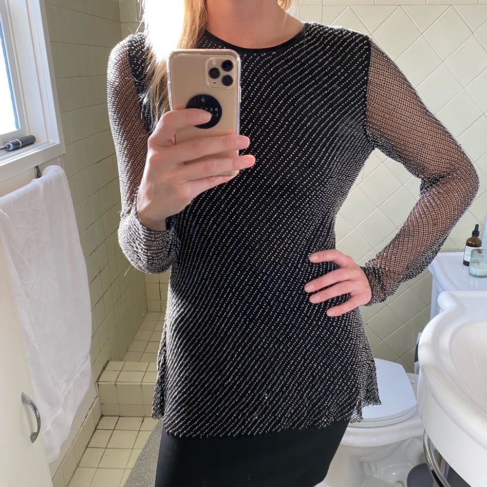 Embellished Pearl Top with Open Back